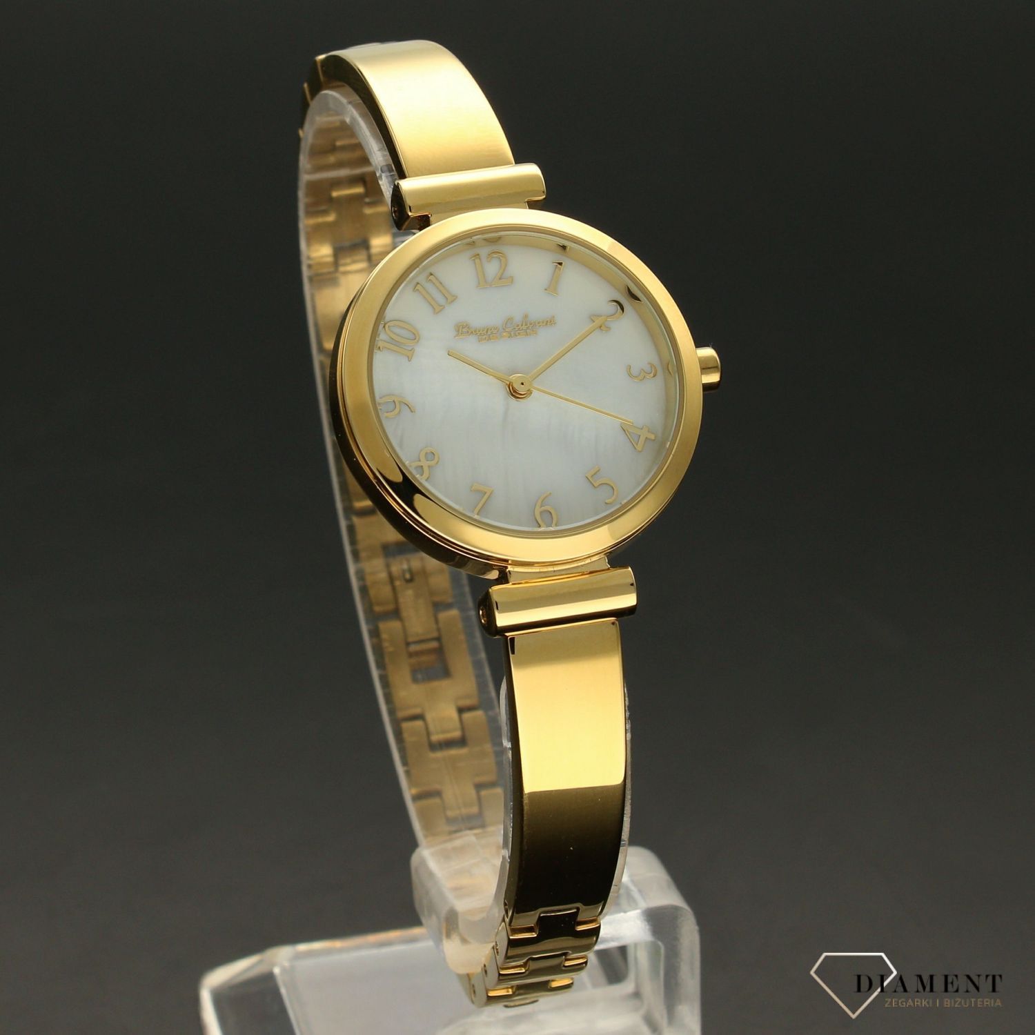 Zegarek damski Bruno Calvani BC9500 złoty perłowa biała tarcza. Złoty zegarek damski z piękną biała tarczckiej kolorystyce. Zegarek damski w złotej kolorystyce to świetny po (2).jpg